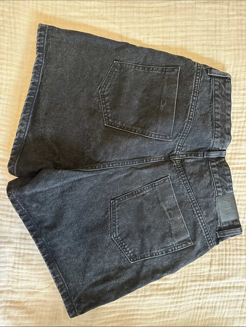 Zara Black Washed Denim Shorts
